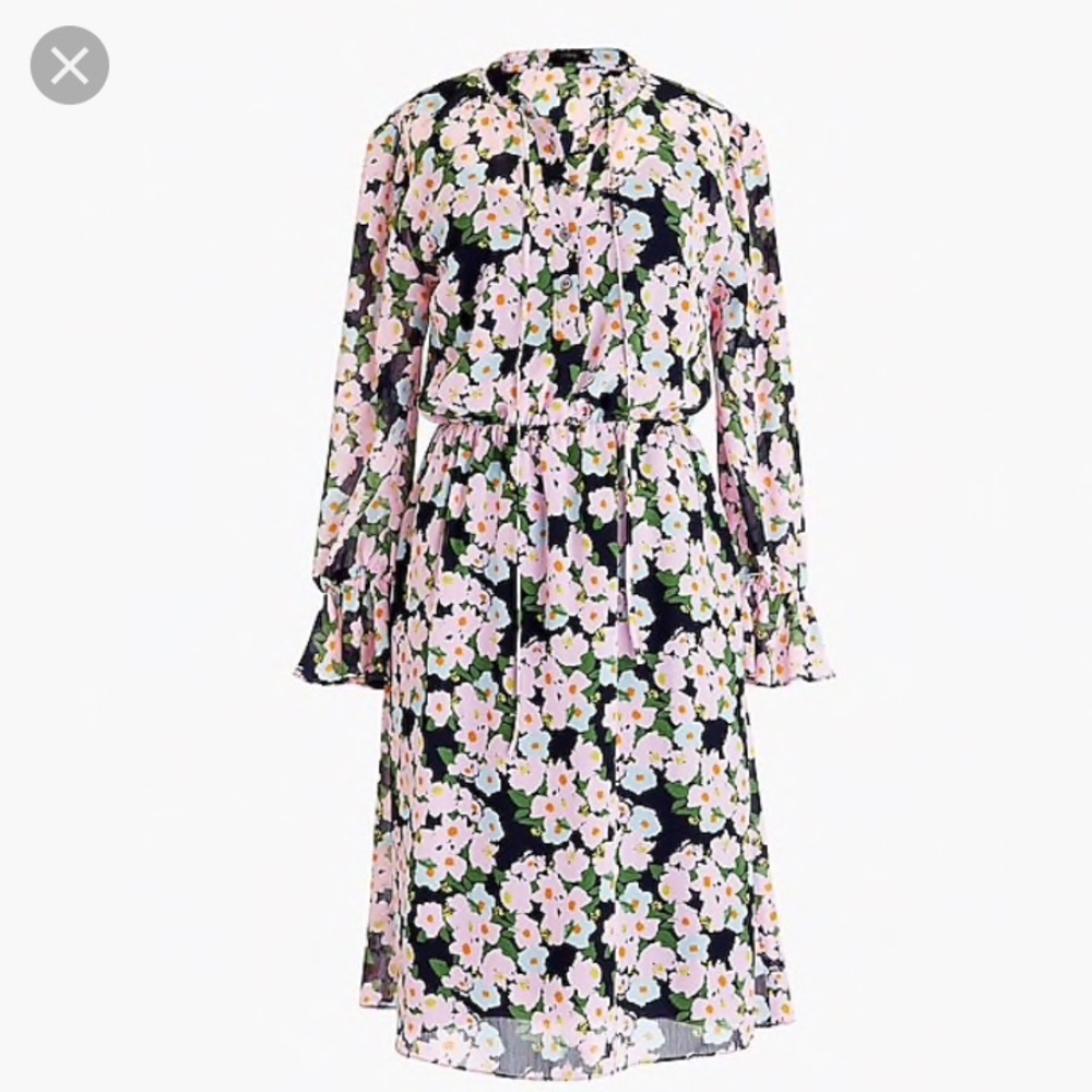 NWT J Crew floral drapey tie front dress